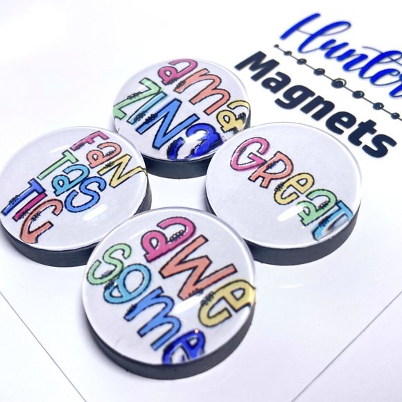 Set of 4 Handcrafted "Amazing" Magnets - Refrigerator Kitchen Whiteboard - Picture 3 of 3